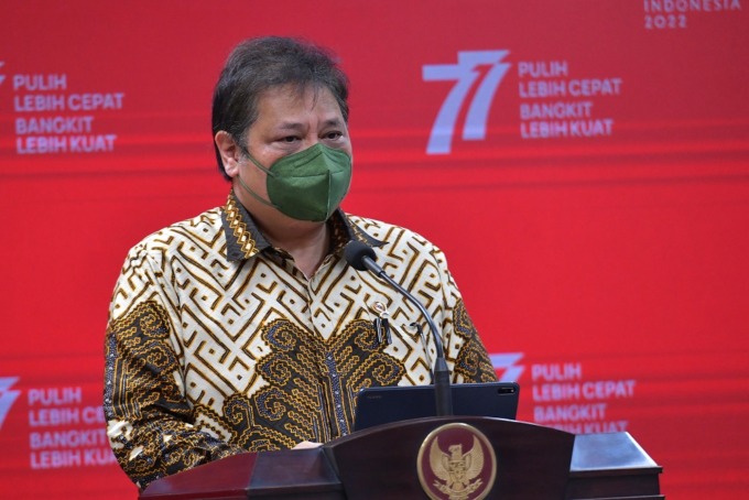 BANGKIT: Menteri Koordinator Bidang Perekonomian Airlangga Hartarto dalam keterangannya di Kantor Presiden, Jakarta, Kamis (04/8/2022). (Ist)